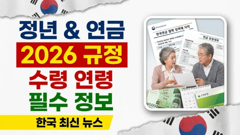 2026년 한국 정년 및 연금 수령 연령 규정 설명