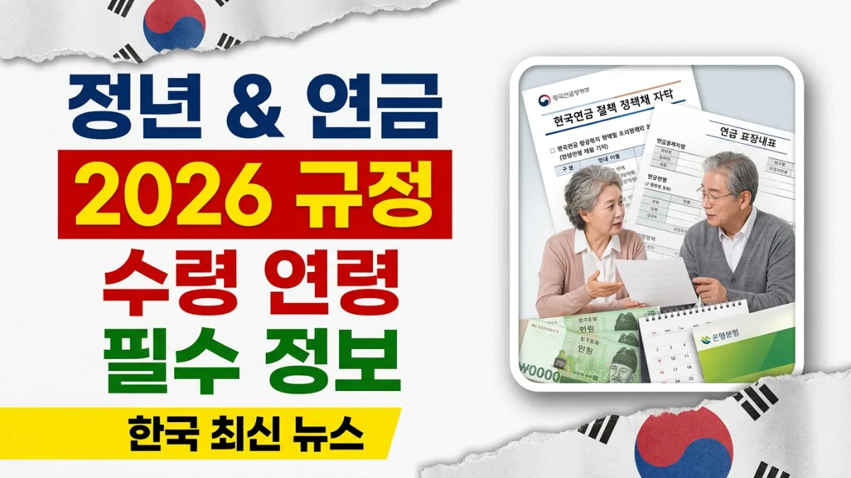 2026년 한국 정년 및 연금 수령 연령 규정 설명